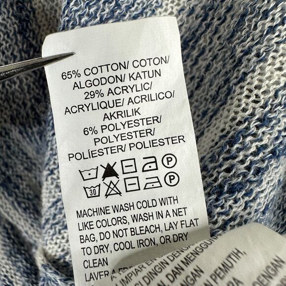 Lucky Brand Cardigan Sweater Womens Size Large Lightweight Blue Striped Buttons - Picture 8 of 8